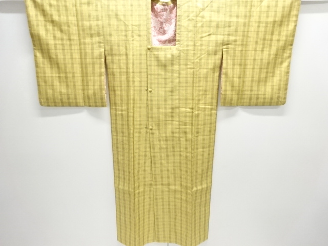 格子織り出しロング道行コート